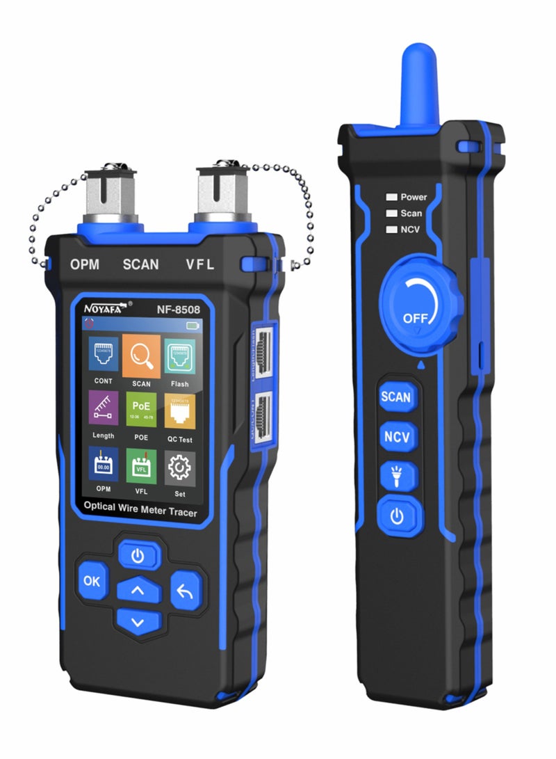 NOYAFA Optical Wire Meter Tracer LCD Digital Network Cable Tester Rechargeable Network Line Finder Multifunctional Wire Tracker PoE Checker with OPM/VFL/CONT/SCAN/Illuminate Function - Image 2