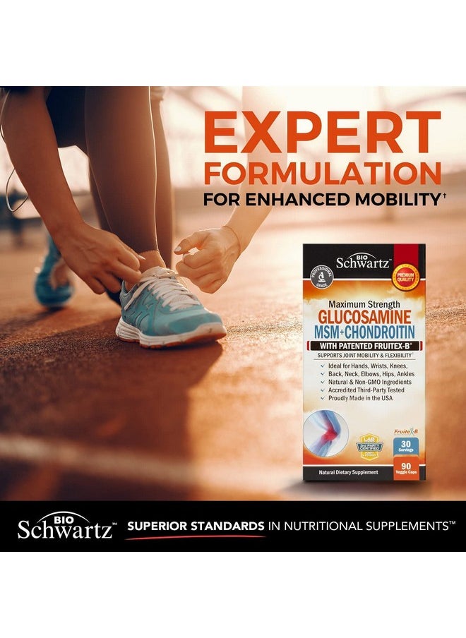 BioSchwartz - Glucosamine Chondroitin Msm 2110Mg Joint Support Supplement With Turmeric Curcumin For Hands Back Knee & Joint Health For Men & Women Glutenfree Nongmo Supplement Made In Usa 90 Capsules - Image 1
