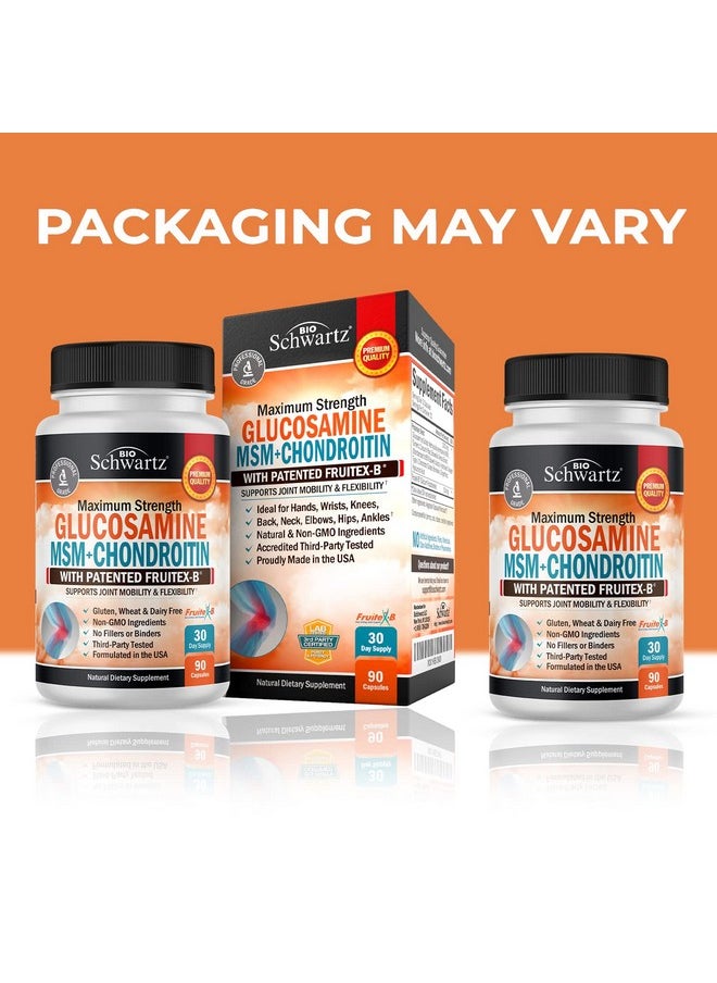 BioSchwartz - Glucosamine Chondroitin Msm 2110Mg Joint Support Supplement With Turmeric Curcumin For Hands Back Knee & Joint Health For Men & Women Glutenfree Nongmo Supplement Made In Usa 90 Capsules - Image 1