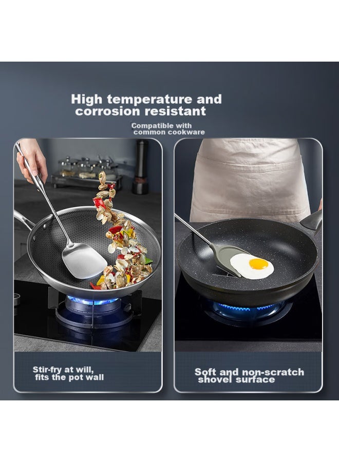 COOKER KING Chuidahuang Kitchen Utensil Set, 304 Stainless Steel Cooking Spatula, Ladle, Strainer, Silicone Spatula, Storage Rack, Five-piece Set - Image 5