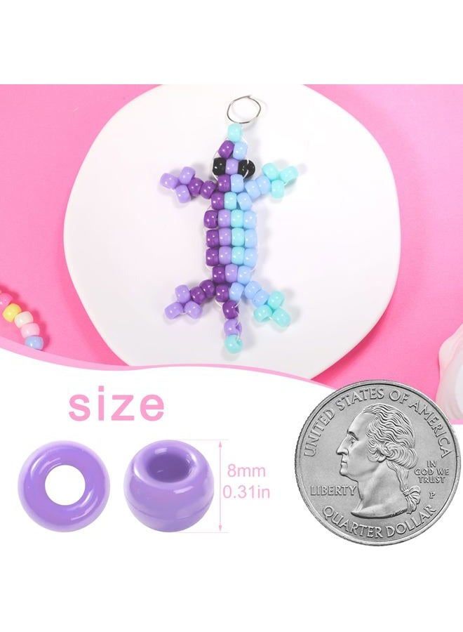 GAGANIU Pony Beads Bulk 1200 pcs Multi-Colored Plastic Beads for Bracelet Making,Hair Braiding DIY Crafts Kandi Jewelry Key Chains and Ornaments Decorations - Image 2