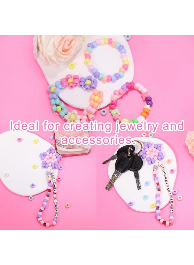 GAGANIU Pony Beads Bulk 1200 pcs Multi-Colored Plastic Beads for Bracelet Making,Hair Braiding DIY Crafts Kandi Jewelry Key Chains and Ornaments Decorations - Image 3