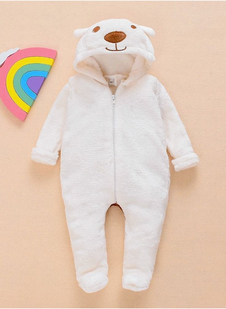 Loquat - Thickened Warm Newborn Onesie White - Image 1