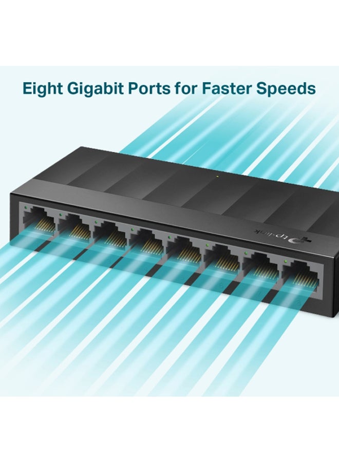 تي بي لينك مفتاح تبديل سطح المكتب8-Port منافذ جيجابت أسود - Image 2