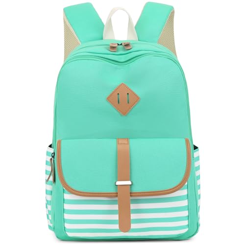 Leaper Stripe Canvas Backpack Large Laptop Bag Travel Shoulder Bag bag Daypack Water Blue - Image 1