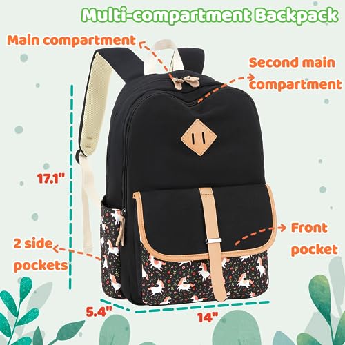 Leaper Stripe Canvas Backpack Large Laptop Bag Travel Shoulder Bag bag Daypack Water Blue - Image 3