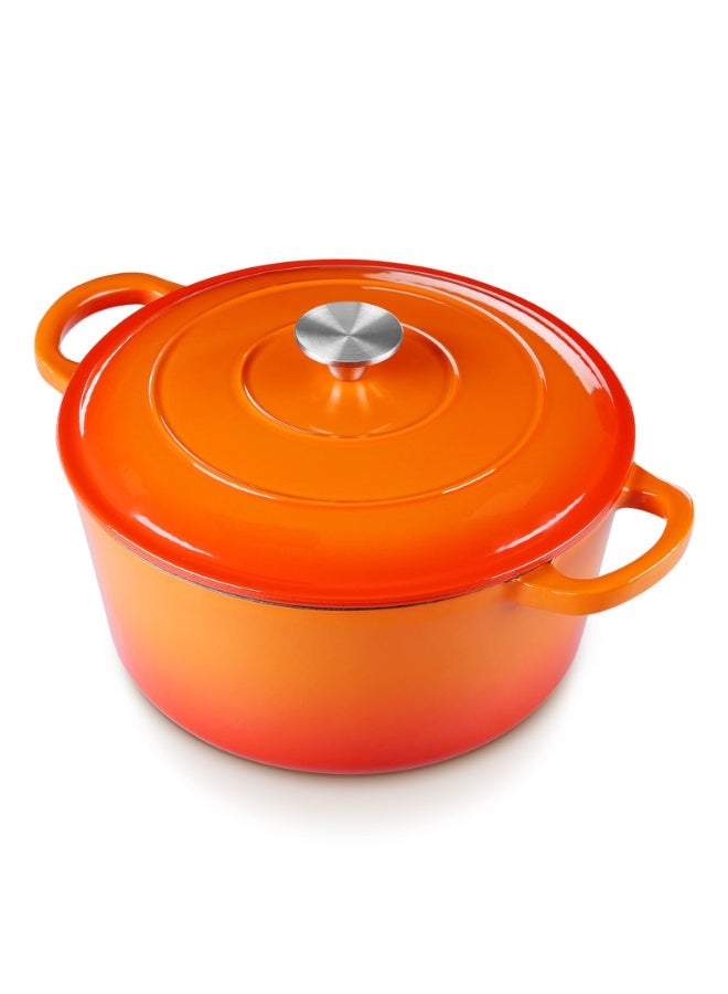 YelaJoy 6 Quart Dutch Oven, Enameled Cast Iron Dutch Oven Pot with Lid, Nonstick Round Cookware for Braising/Stews/Roasting/Bread Baking/Cooking, Heavy Duty, Induction & Oven Safe - Orange - Image 1