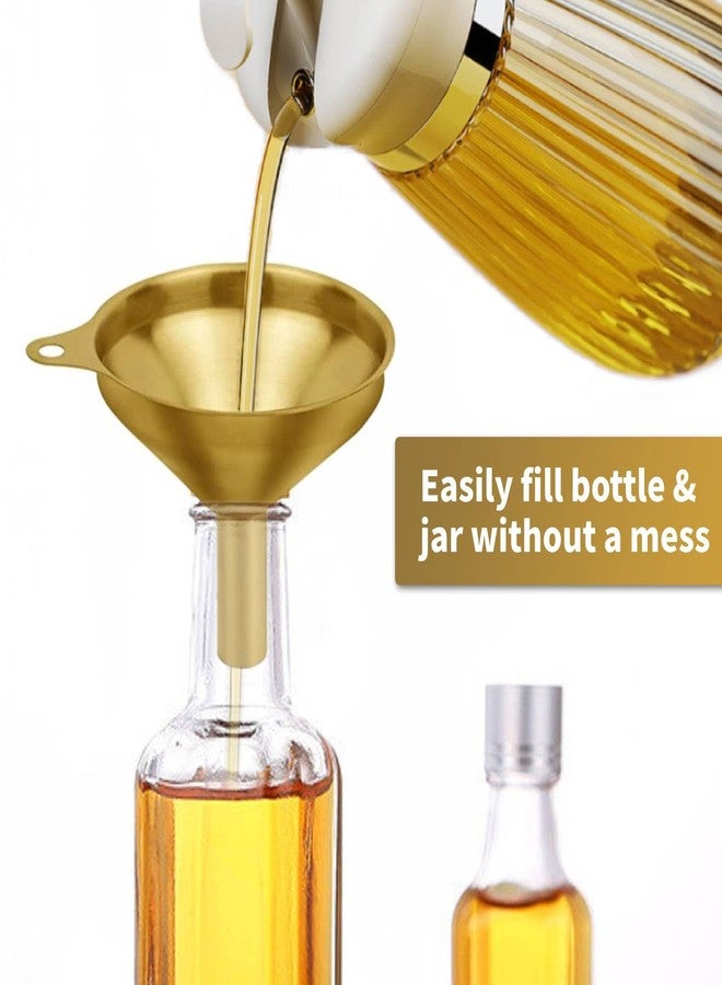 Jiawu Stainless Steel Funnel, 3 Pack Gold Metal Kitchen Funnel Set, Food Grade Kitchen Gadgets Accessories, Mini Funnels for Filling Bottles, Liquid Transfer, Cooking, Car Oil, Lab Use - Image 4