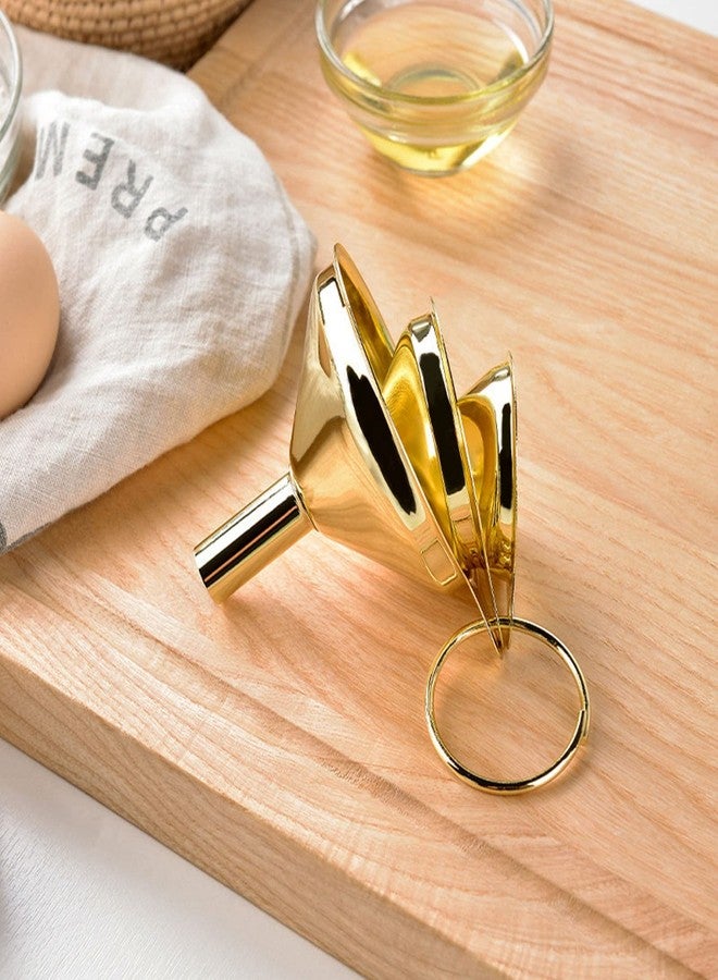 Jiawu Stainless Steel Funnel, 3 Pack Gold Metal Kitchen Funnel Set, Food Grade Kitchen Gadgets Accessories, Mini Funnels for Filling Bottles, Liquid Transfer, Cooking, Car Oil, Lab Use - Image 2