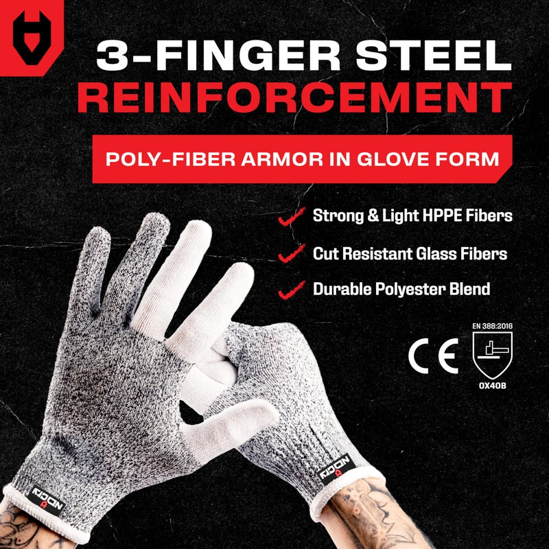 NoCry Cut Resistant Work Gloves for Women and Men, with Reinforced Fingers; Comfortable, 100% Food Grade Kitchen Cooking Hand Protection; Ambidextrous Safety Gear for Cutting; Level 5 Protection - Image 3