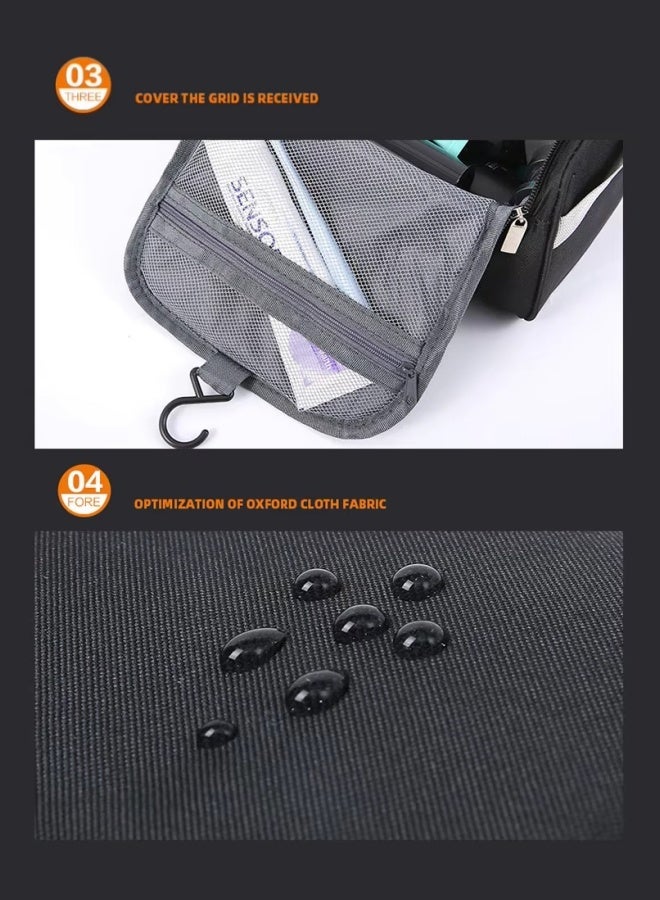 Cosmetic Bag,Makeup Bag,Hanging Cosmetic Bag,Portable Makeup Purse Bag,Travel Cosmetic Bag,Portable Dustproof Storage Bag,Toiletry Bag,Zipper Accessories,Waterproof and wear-resistant,Large capacity,Travel Necessities Gift(Black) - Image 4