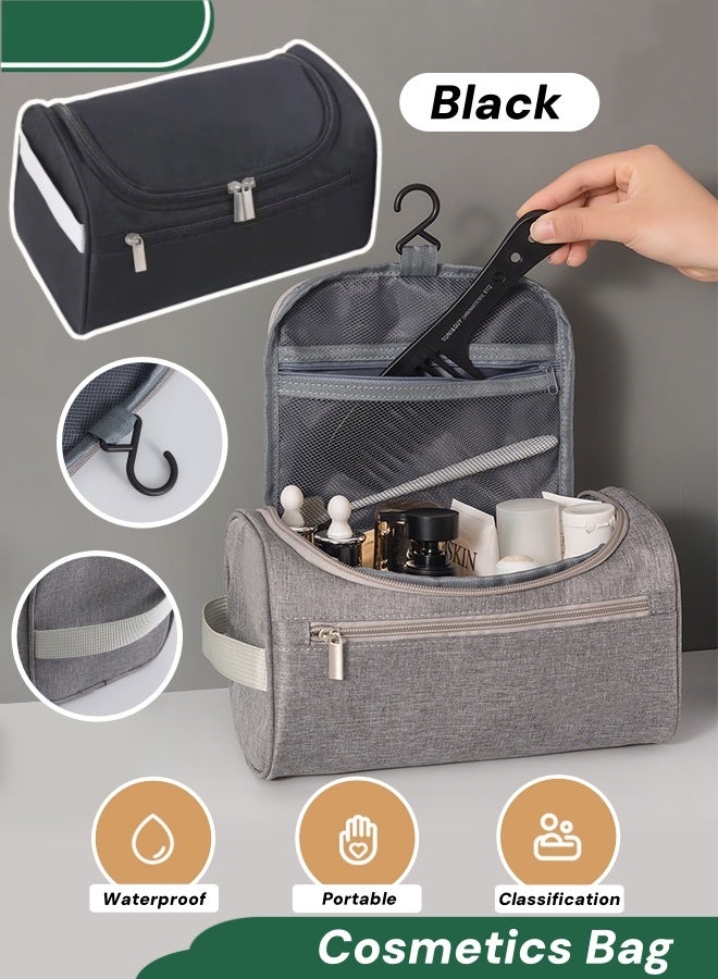 Cosmetic Bag,Makeup Bag,Hanging Cosmetic Bag,Portable Makeup Purse Bag,Travel Cosmetic Bag,Portable Dustproof Storage Bag,Toiletry Bag,Zipper Accessories,Waterproof and wear-resistant,Large capacity,Travel Necessities Gift(Black) - Image 1