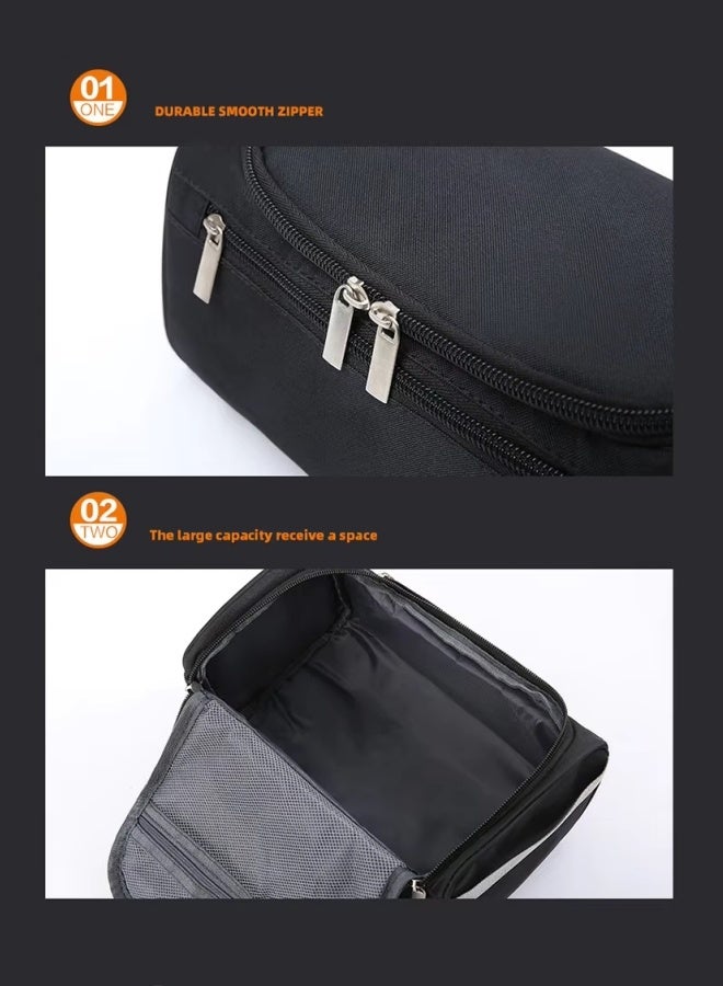 Cosmetic Bag,Makeup Bag,Hanging Cosmetic Bag,Portable Makeup Purse Bag,Travel Cosmetic Bag,Portable Dustproof Storage Bag,Toiletry Bag,Zipper Accessories,Waterproof and wear-resistant,Large capacity,Travel Necessities Gift(Black) - Image 3