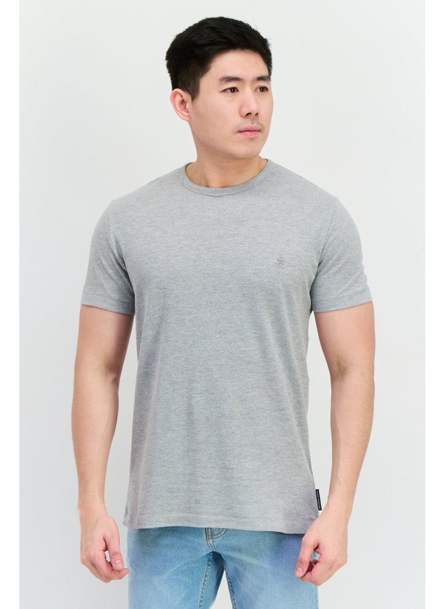 French Connection Men Crew Neck Short Sleeve Brand Logo T Shirt, Light Grey  - Image 1