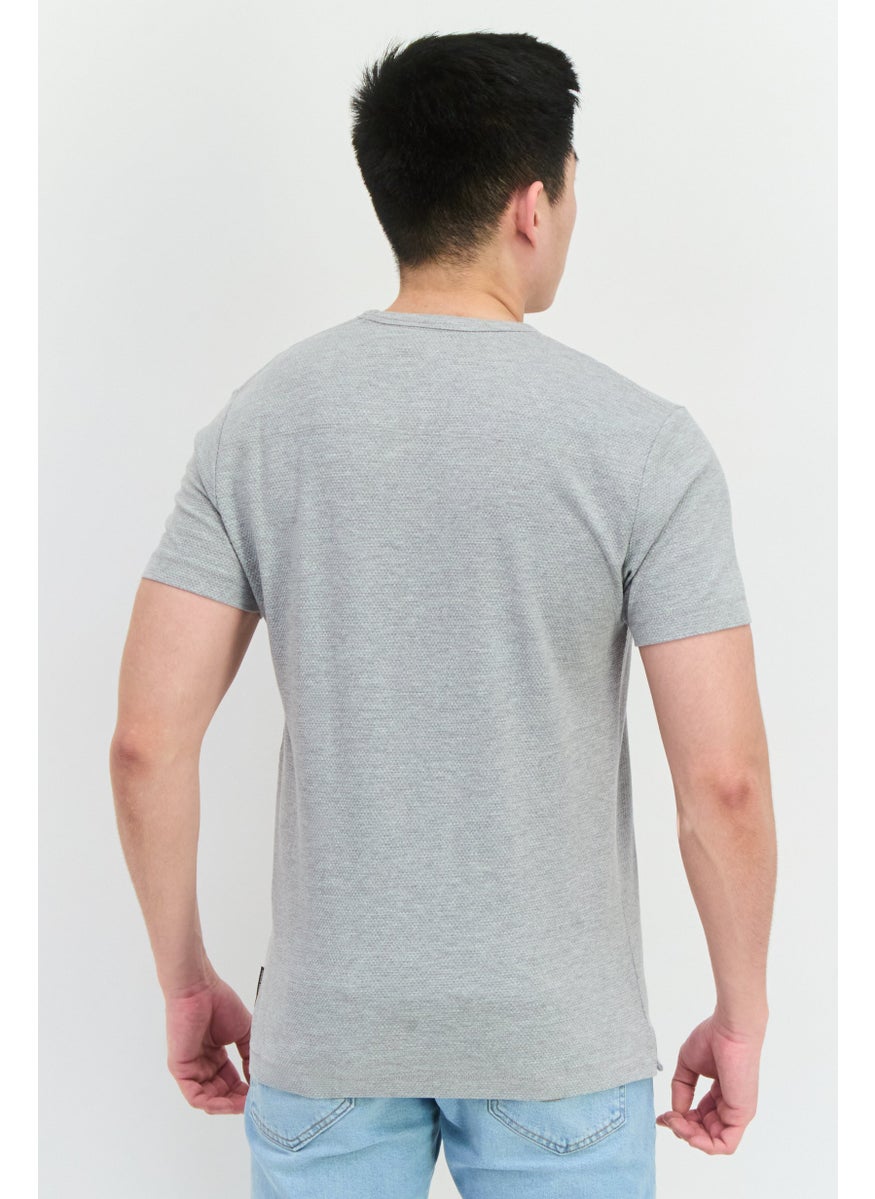 French Connection Men Crew Neck Short Sleeve Brand Logo T Shirt, Light Grey  - Image 3