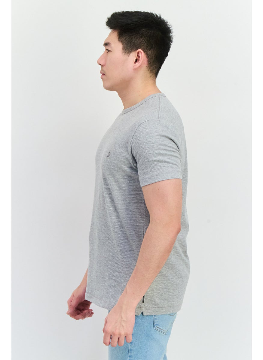 French Connection Men Crew Neck Short Sleeve Brand Logo T Shirt, Light Grey  - Image 2