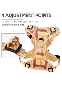 PUPTECK PUPTECK No Pull Dog Harness and Leash Set with Handle Reflective Adjustable Padded Vest Escape Proof for Small Medium Large Dogs Walking Training Hiking, Plaid Beige M  - Image 5