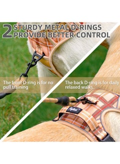 PUPTECK PUPTECK No Pull Dog Harness and Leash Set with Handle Reflective Adjustable Padded Vest Escape Proof for Small Medium Large Dogs Walking Training Hiking, Plaid Beige M  - Image 2
