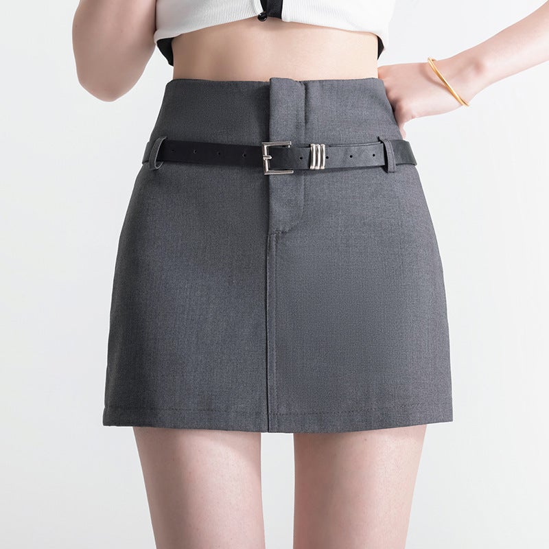 Sleek Spring 2024 High-Waist A-Line Mini Skirt Grey 