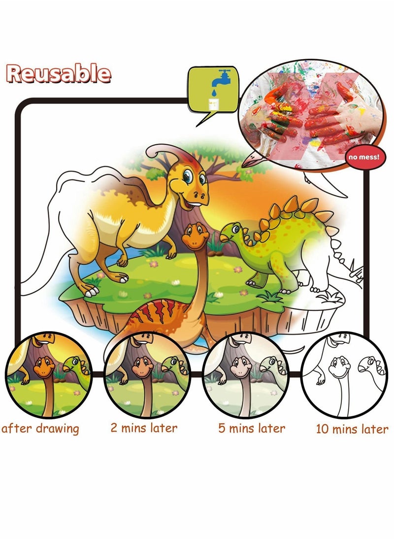 Y&D Graffiti Book Water Picture Album Children's Drawing Board, Reusable Reveal Activity Books for Kid, Doodle Game Girl & Boy 3-5 Year Old (Dinosaur Animal)  - Image 4
