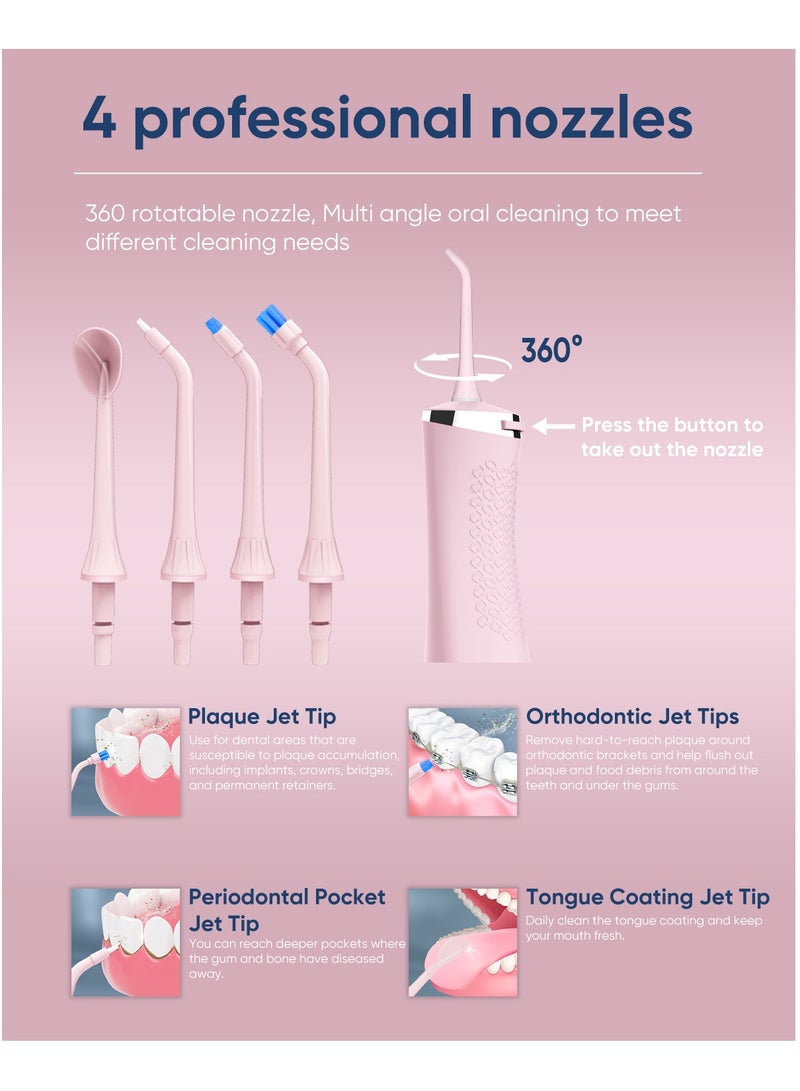 MySmile MySmile LP211 Cordless Advanced Water Flosser for Teeth 5 Cleaning Modes Rechargeable Power Dental Flosser 8 Replacement Jet Tips IPX 7 Waterproof Dental Irrigador with Travel Storage Pouch (Pink)  - Image 3