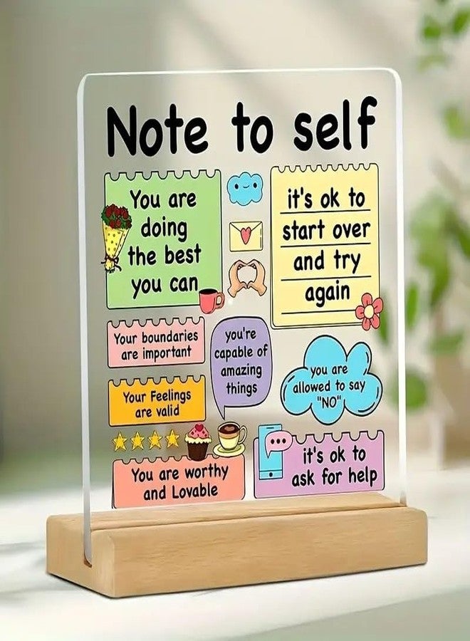 Bs amor Acrylic Self-Love Reminder Desk Card Motivational Office & School Decor, Colorful Sticky Note Design for Home, Work, or Classroom, Motivational Office Decor 5x4 inch - Image 1