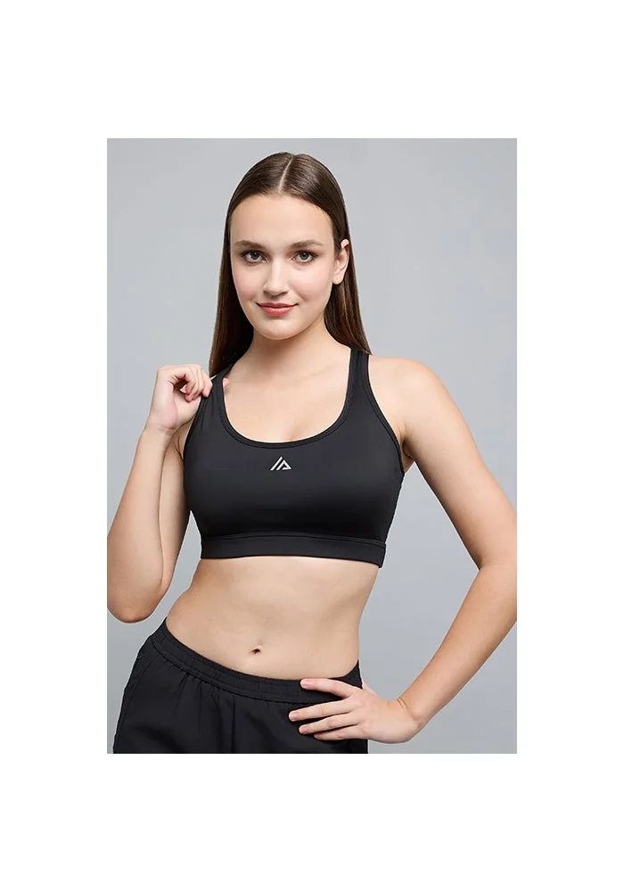 Solid Sports Bra with Scoop Neck