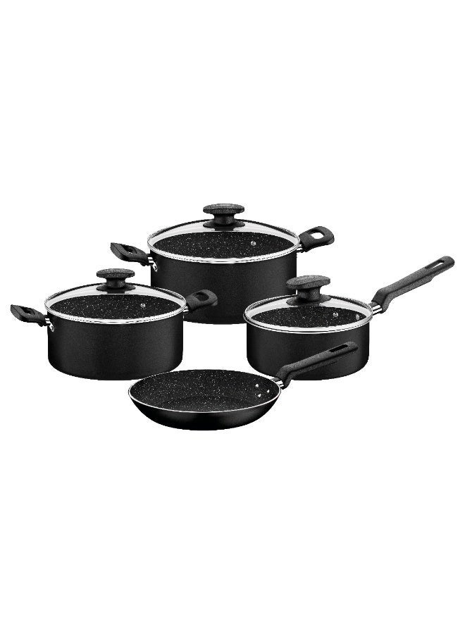 ترامونتينا طقم أواني طهي ترامونتينا من الألومنيوم الأسود، إصدار 2026، مع طلاء ستارفلون الداخلي والخارجي الممتاز غير اللاصق، 7 قطع، صنع في البرازيل، رقم المنتج 27899531 - Image 1