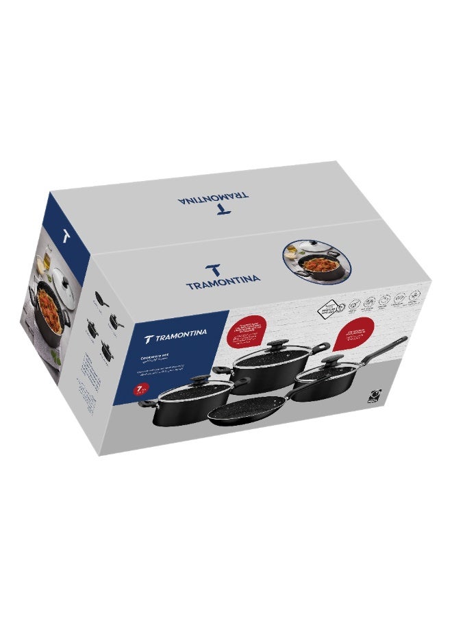 ترامونتينا طقم أواني طهي ترامونتينا من الألومنيوم الأسود، إصدار 2026، مع طلاء ستارفلون الداخلي والخارجي الممتاز غير اللاصق، 7 قطع، صنع في البرازيل، رقم المنتج 27899531 - Image 3