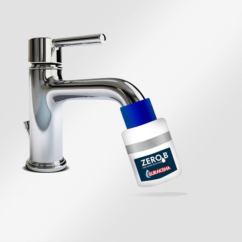 Zero B Suraksha Tap Filter Attachment | 3-Stage Water Purification | Kills 99.99% Bacteria & Viruses|7500L Capacity |Compatible with Hard & Normal Water| Ideal for Kitchen Bathroom Outdoor |Pack of 2 - Image 1