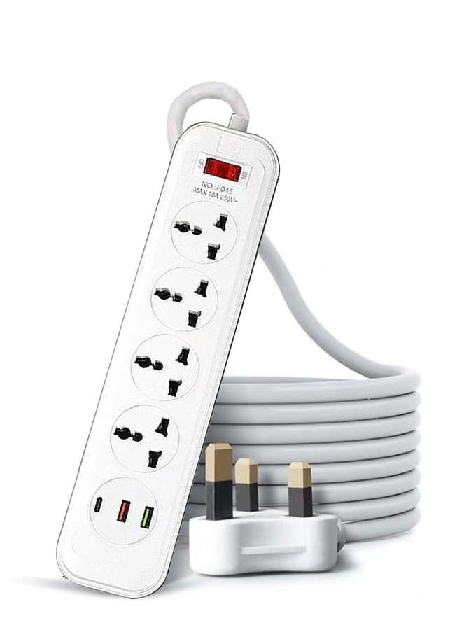 HOMESTAR Power Strips Extension Cord 4 Outlets, Universal Plug Adapter with 3 USB Ports Surge Protector, Charging Socket 2M Lead Multiple Function - Image 1