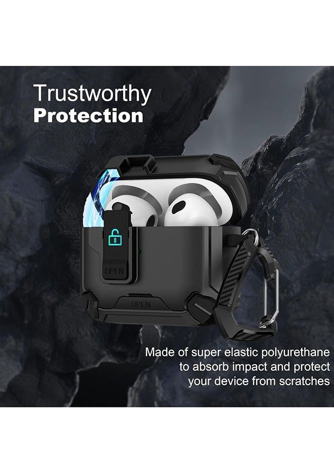 Muyixin Case Compatible With AirPods 4th 2024 Shell Shockproof Armor Case Cover with with Carabiner - Image 5