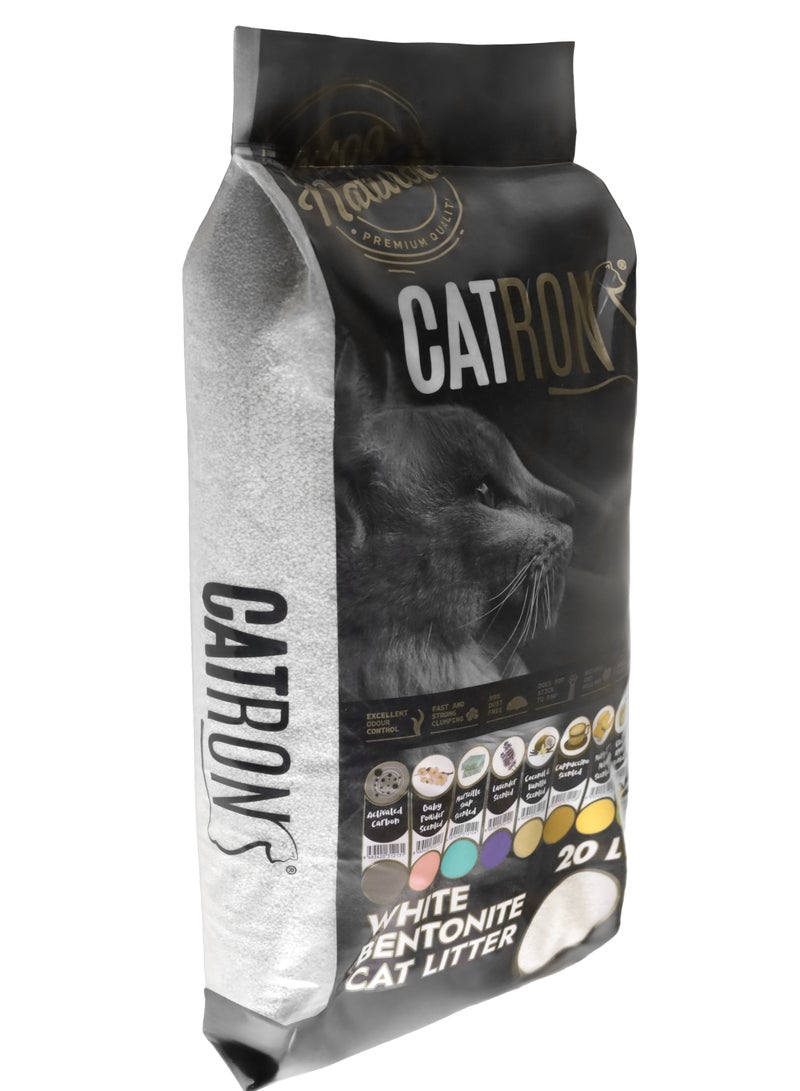 Catron 20L Baby Powder Scented, Natural Bentonite Clumping Cat Litter, Made in Turkey Premium Quality, Maximum Odor Control, 99% Dust-Free, Multi-Cat. - Image 2