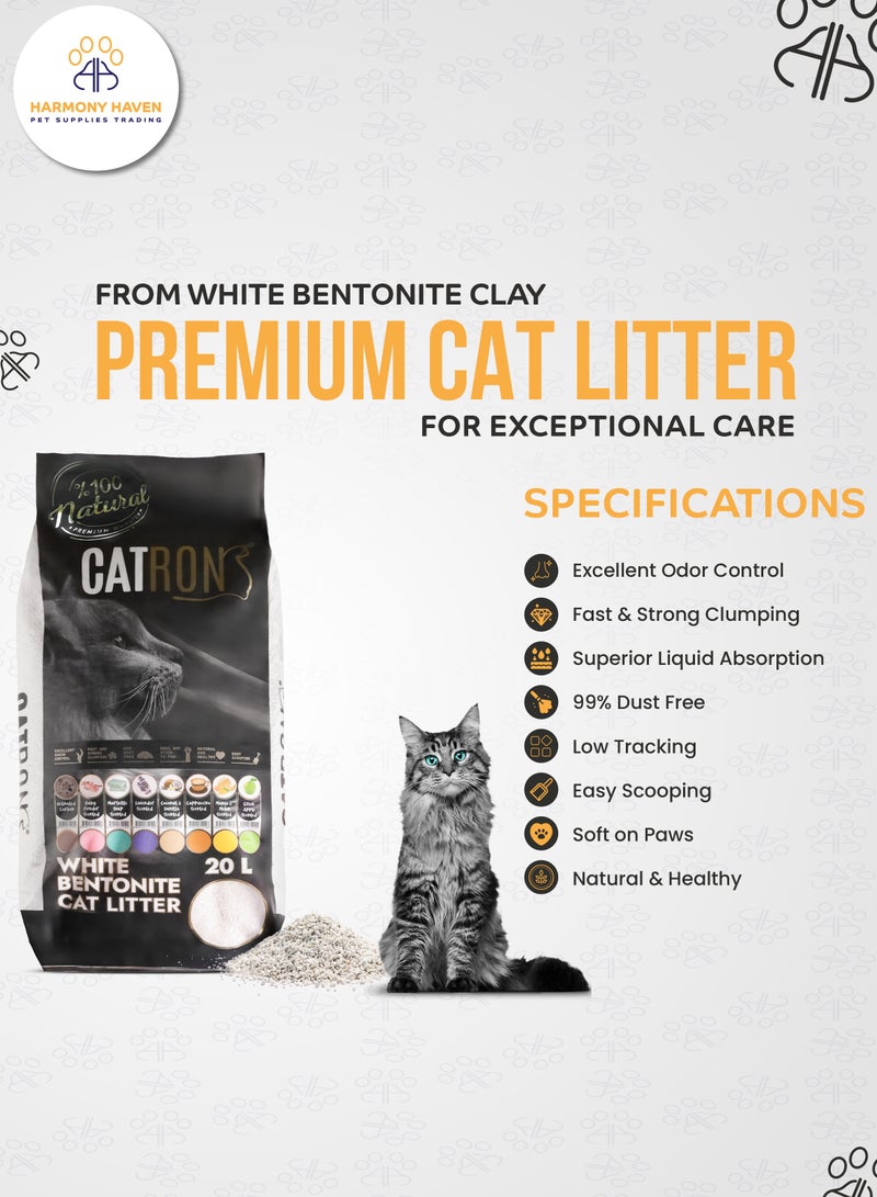 Catron 20L Baby Powder Scented, Natural Bentonite Clumping Cat Litter, Made in Turkey Premium Quality, Maximum Odor Control, 99% Dust-Free, Multi-Cat. - Image 3