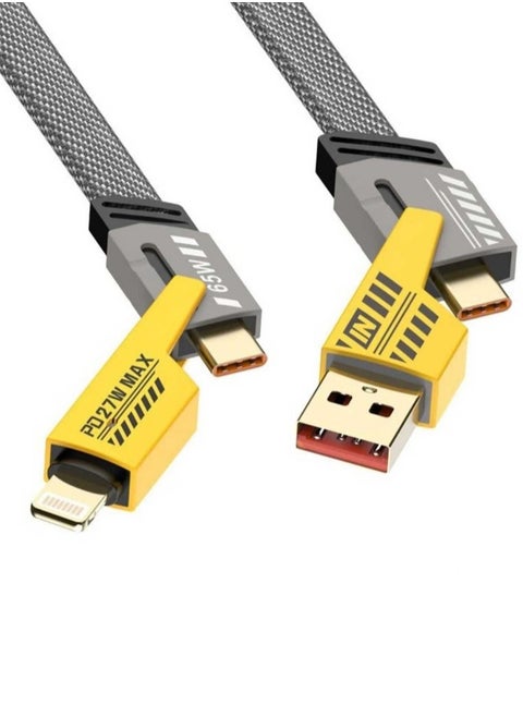 4 in 1 Cable Supports Fast Data Transfer Fast Turbo USB Multi-use Charging Cable: Fast with A/C to 65W Type + 27 PD Nylon Braided with Multiple Ports Compatible with iPhone, Android, Samsung Galaxy with Velcro Lock - Lightning Type C Cable Fast Charging 4 in 1 65W Charger Wire to Multi Type / A Port for iPhone iPad Samsung - Fast Charging Cable Compatible with iPhone 15 Pro Max, iPhone 14 Pro Max, Samsung Galaxy S24 Ultra, Oppo, Realme, Xiaomi and Infinix - Compatible with Models A16,A24,A25,A72,A55,A35 Note Categories - Multi Cable Type C to Type C - Type C to Lightning - Type C to Type A - Lightning to Type A - Supports Transferring Files, Photos and Data from One Phone to Another Type C to Type C (Multiple Colors )