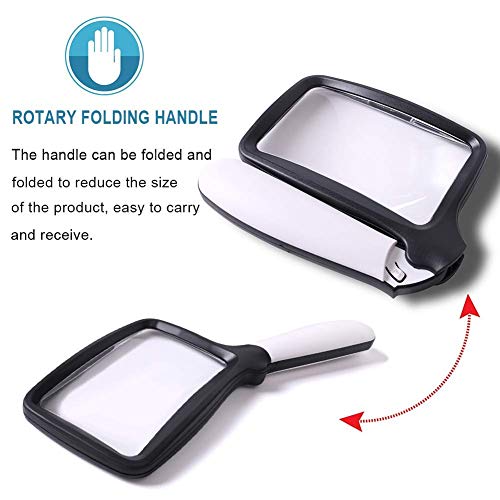 Greemito Folding Handheld Magnifying Glass with Light, 3X Large Rectangle Reading Magnifier with Dimmable LED for Seniors,Newspaper, Books, Small Print, Lighted Gift for Low Visions (Plastic) - Image 3