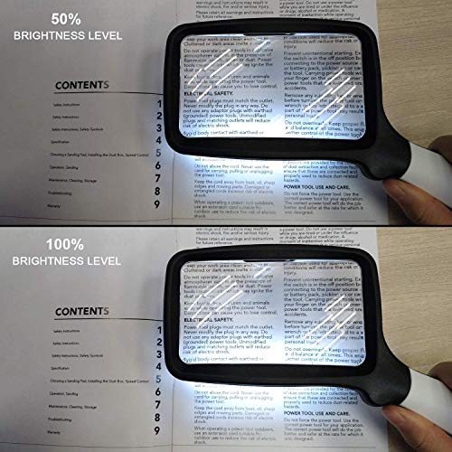 Greemito Folding Handheld Magnifying Glass with Light, 3X Large Rectangle Reading Magnifier with Dimmable LED for Seniors,Newspaper, Books, Small Print, Lighted Gift for Low Visions (Plastic) - Image 5