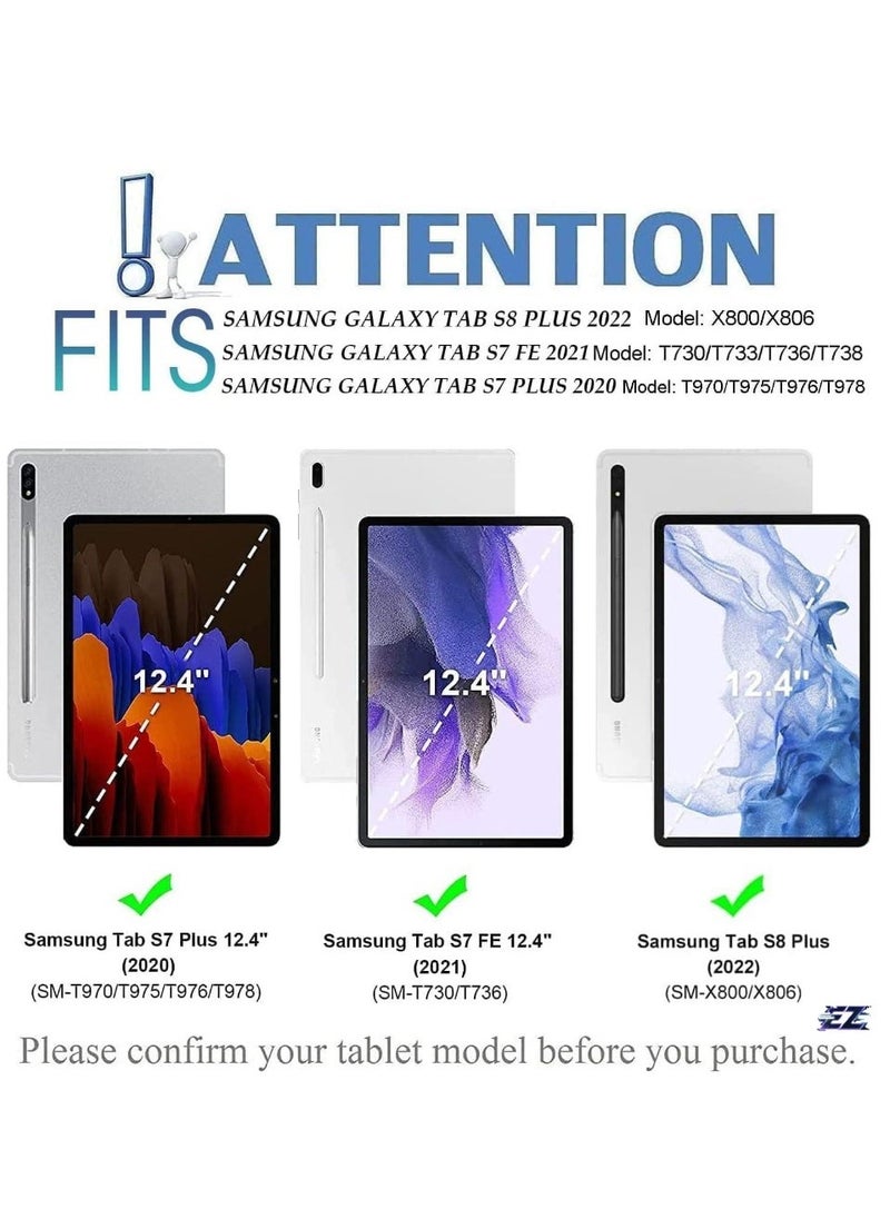 ELTRAZONE New Backlit Touchpad Keyboard Case Compatible for Samsung Galaxy Tab S8 Plus 2022 / S7 FE 2021 / S7 Plus – Premium Slim Keyboard with Adjustable Backlight, Multi-Function Touchpad, and Full Protection - Image 1