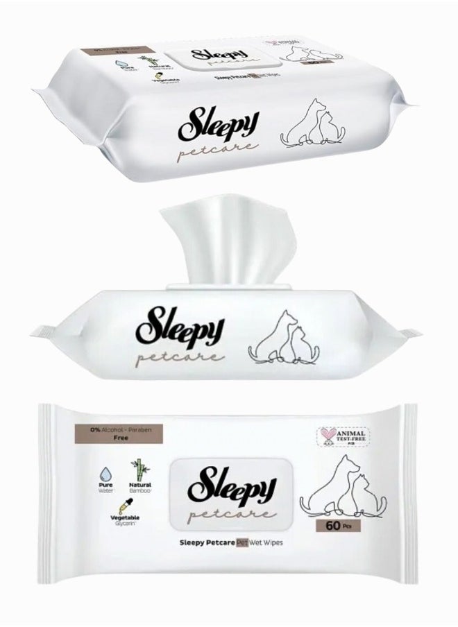 Sleepy - Sleepy Natural Bamboo Pet Wipes -60 Sheets- Gentle, pure, and eco-friendly care for your furry friend! - Image 1