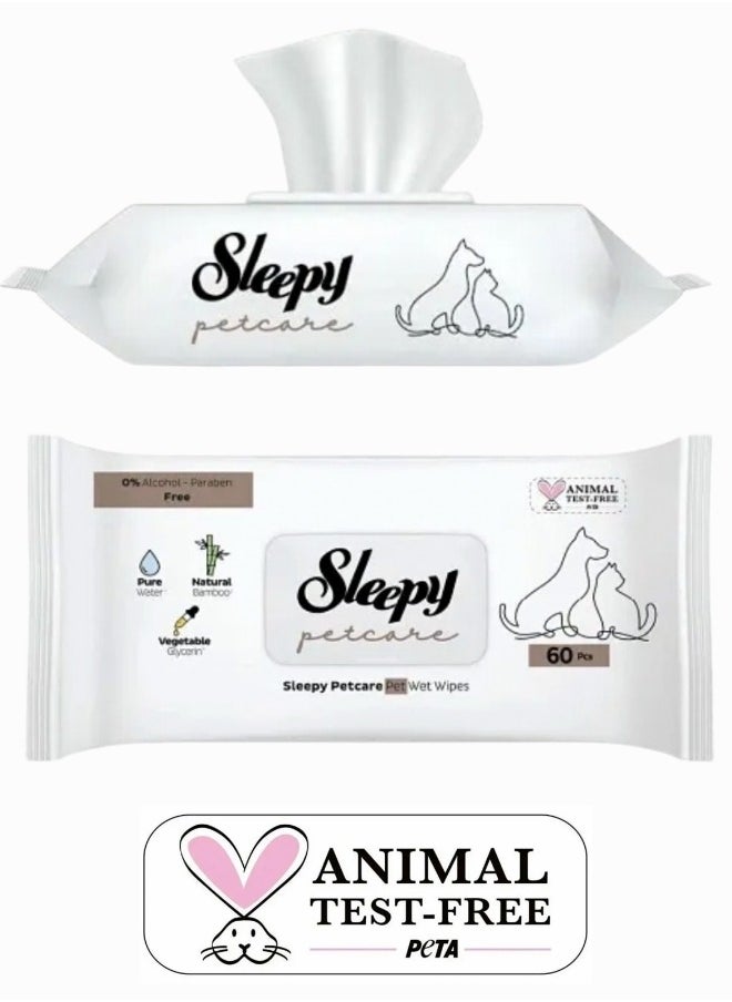 Sleepy - Sleepy Natural Bamboo Pet Wipes -60 Sheets- Gentle, pure, and eco-friendly care for your furry friend! - Image 1