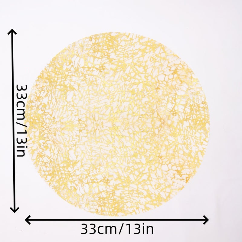 Golden Round Foil Placemats 60pcs Heat Resistant Mesh Holiday Table Decor - Image 3