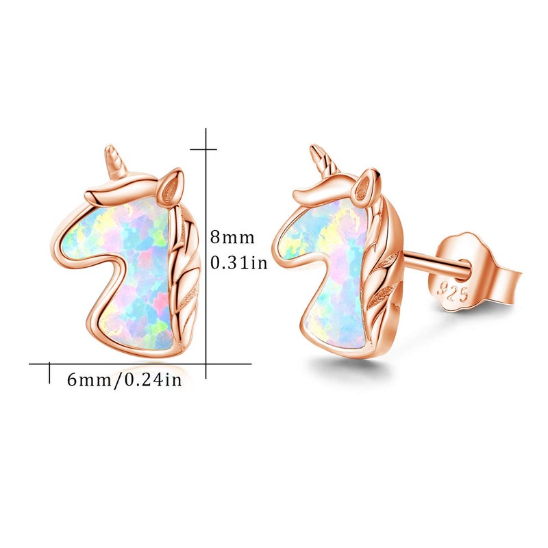JUSTKIDSTOY Unicorn Stud Earrings for Girls S925 Sterling Silver Hypoallergenic Created Opal Earrings Cute Birthday Gift for Women Daughter - Image 3