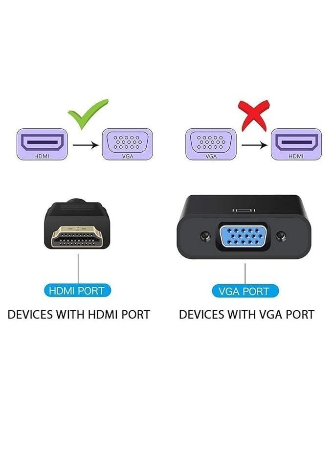 erorex - HDMI to VGA Adapter HD, Male (HDMI) to VGA (Female) Converter for PC, Monitor, Projector, HDTV, Xbox etc - Image 1