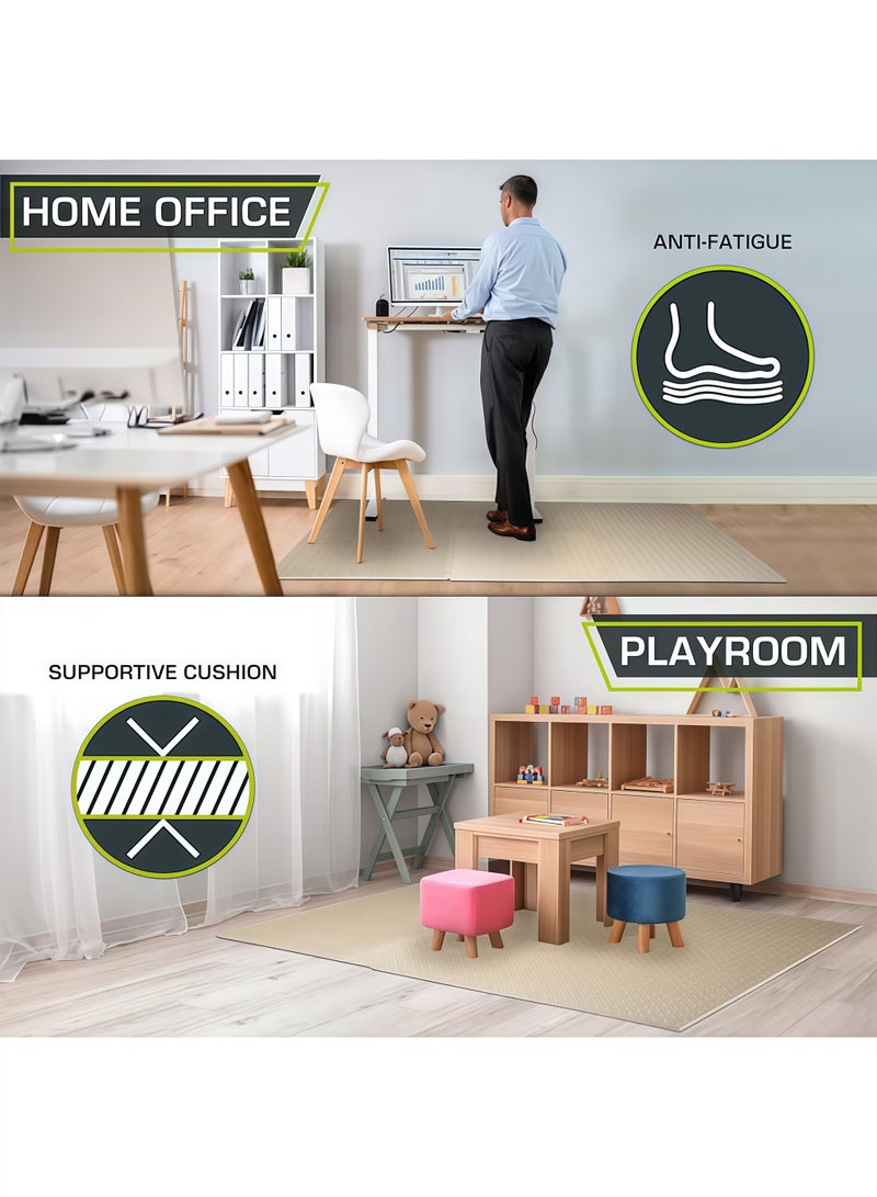 شو وو سجادة أرضية من إسفنج EVA، سجادة تمارين رياضية، بلاط سجادة أرضية ألغاز، سجادات أرضية صالة ألعاب رياضية من إسفنج EVA، بلاط أرضيات إسفنجي متشابك، معدات صالة الألعاب الرياضية، وسادات أرضية للتمرين في صالة الألعاب الرياضية المنزلية واليوغا والجمباز، أرضيات مرقعة متعددة الأغراض، لون بيج، 6/12/24 قطعة - Image 4