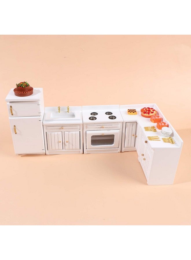 Haomian Haomian Dollhouse Kitchen Furniture Kit 1:12 Dollhouse Miniature Furniture Wooden Kitchen Cabinet Fridge Set Kitchen Dining Room Furniture for 1:12 Dollhouse Miniatures Scenes Accessories (C) - Image 4