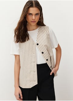 Ecru Striped Linen Look Woven Vest TCTSS24YL00010 - pzsku/ZA878AE54BF941ED0C4EDZ/45/_/1730940790/8b0813d6-ea8d-4070-a242-3c3eb0630193