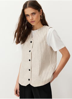 trendyol Striped Linen Look Woven Vest TCTSS24YL00010  - Image 2