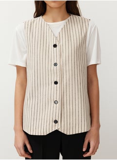 trendyol Striped Linen Look Woven Vest TCTSS24YL00010  - Image 4