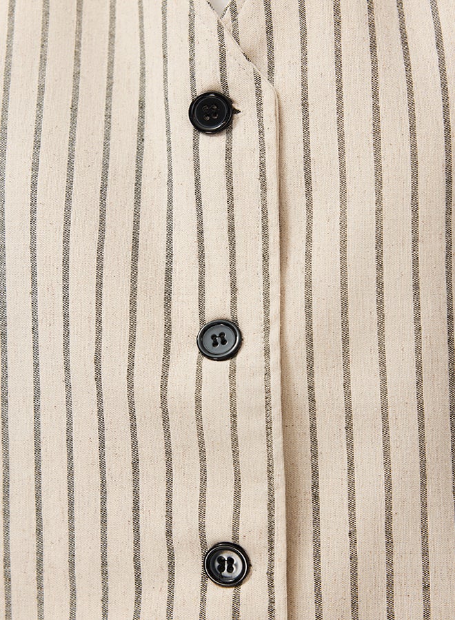 trendyol Striped Linen Look Woven Vest TCTSS24YL00010 - Image 5
