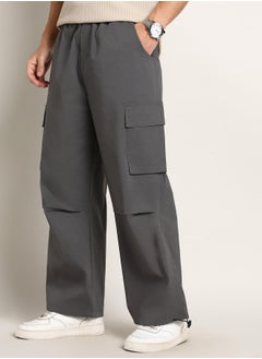 Campus Sutra Men's Moon Grey Parachute-Relaxed Cargo Trousers  - Image 1